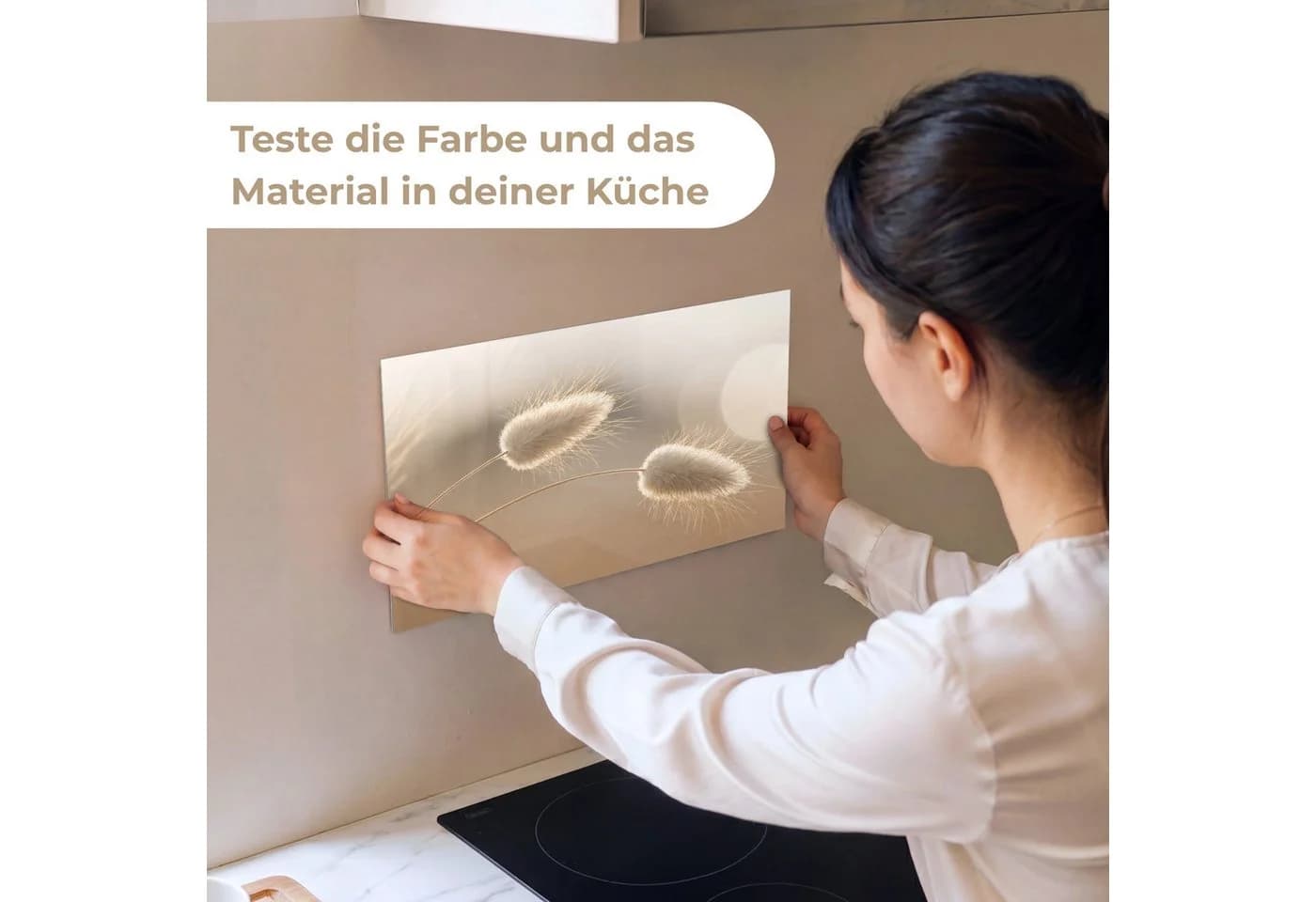 KitchenYeah Küchenrückwand Selbstklebend Dunstschwanzgras Glasoptik