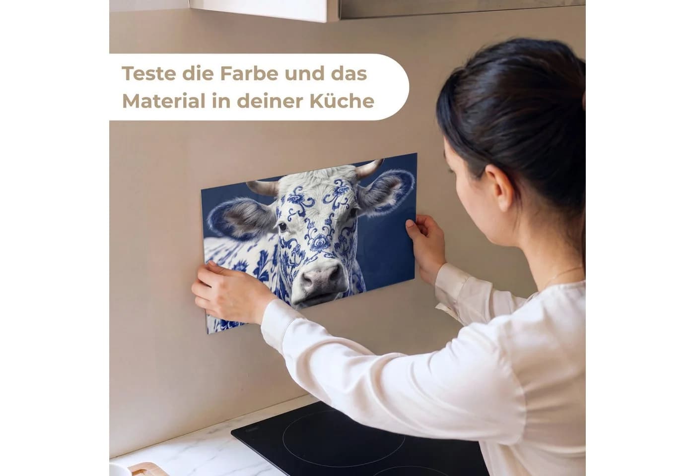 KitchenYeah Küchenrückwand Selbstklebend Blau Weiß Delfter Keramik Muster
