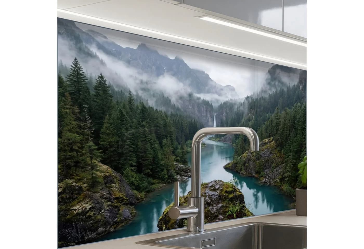 KitchenYeah Küchenrückwand Wasserfall Muster Selbstklebend Glasoptik - Bild 2