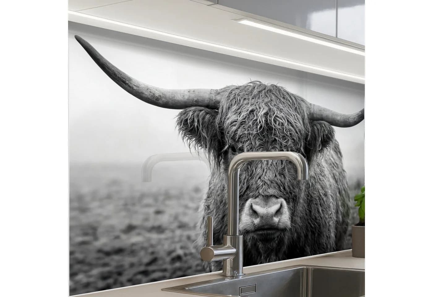 KitchenYeah Küchenrückwand Selbstklebend Schottischer Highlander Schwarz - Bild 2