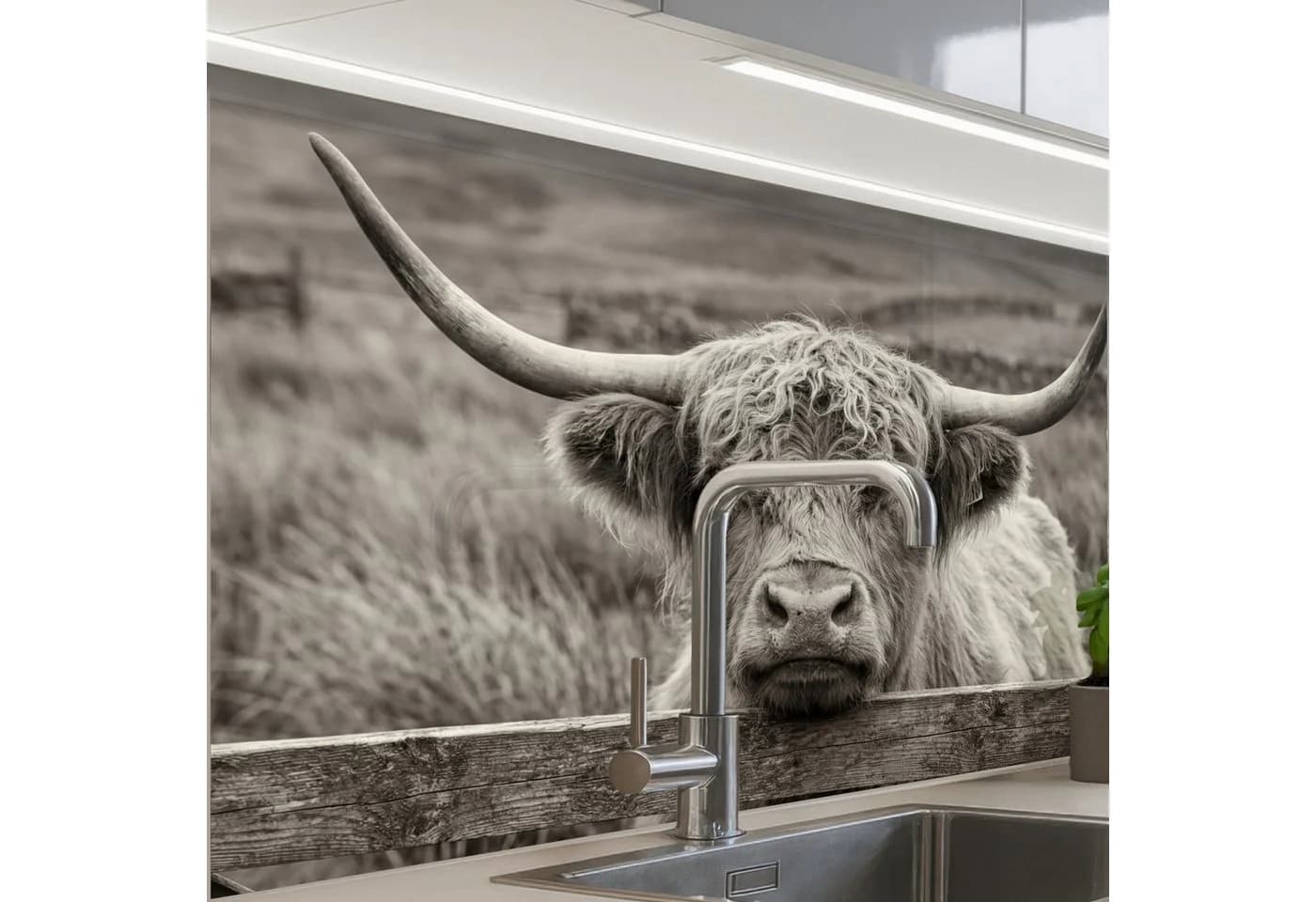 KitchenYeah Küchenrückwand Selbstklebend Schottischer Highlander Schwarz - Bild 2