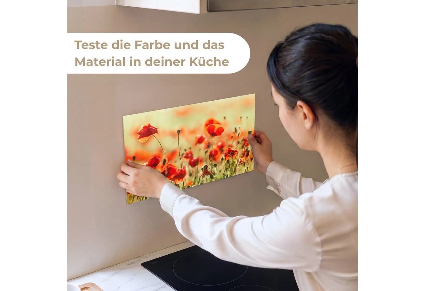 KitchenYeah Küchenrückwand Mohnblumen Rot Selbstklebend