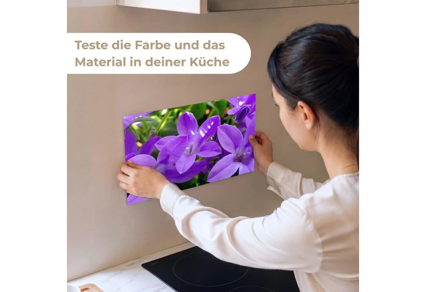 KitchenYeah Küchenrückwand Blumen Lila Selbstklebend