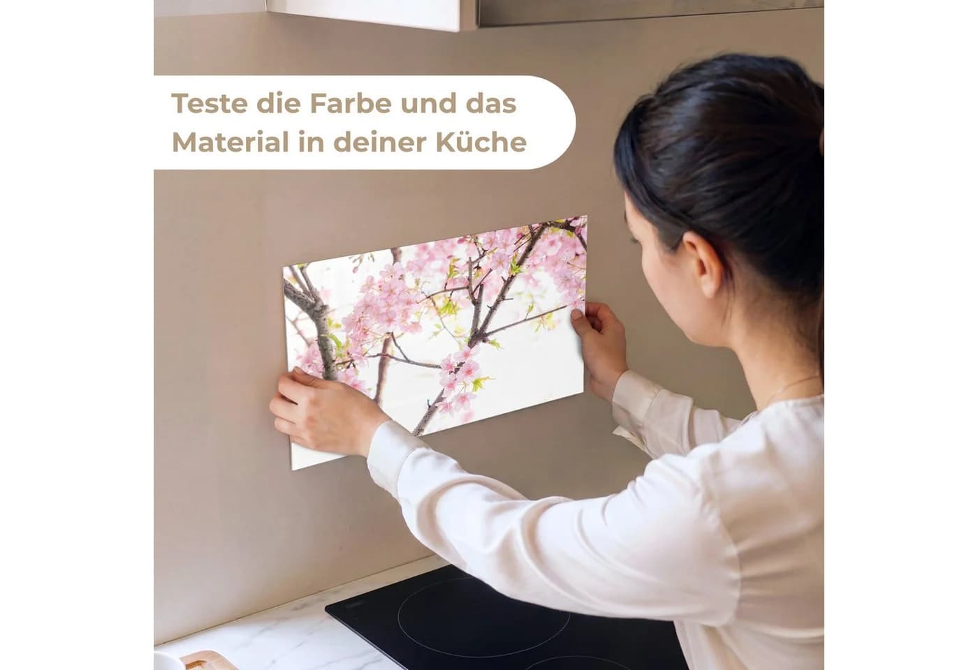 KitchenYeah Küchenrückwand Kirschblüte Rosa Selbstklebend