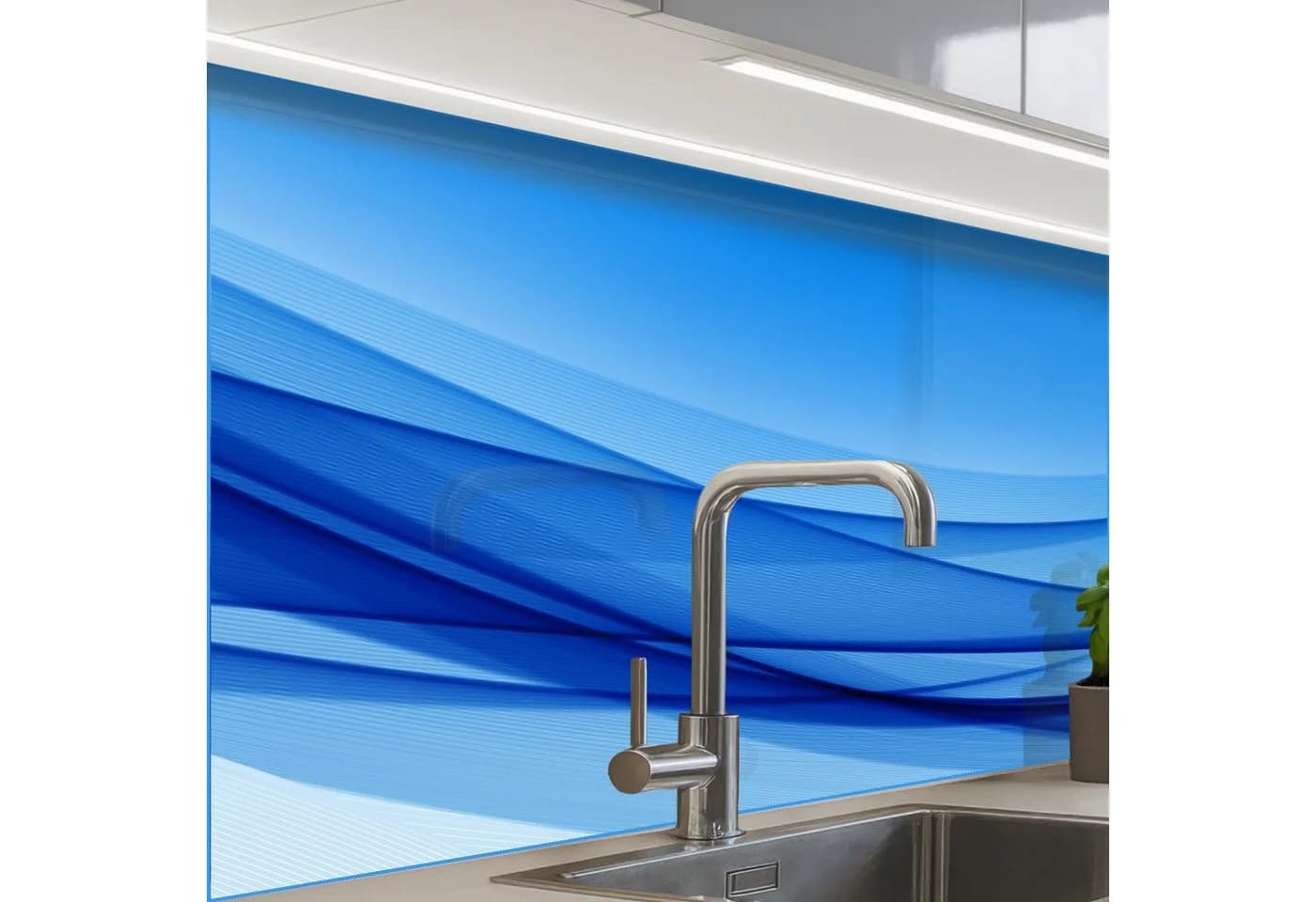 KitchenYeah Küchenrückwand Selbstklebend Hellblau Wellenmuster - Bild 2