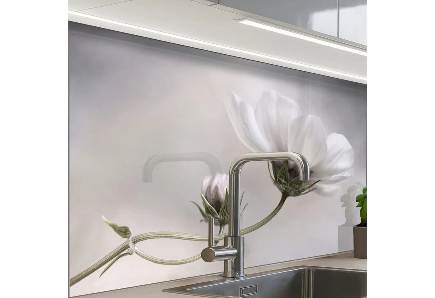 KitchenYeah Küchenrückwand Blumen Grau Selbstklebend - Bild 2