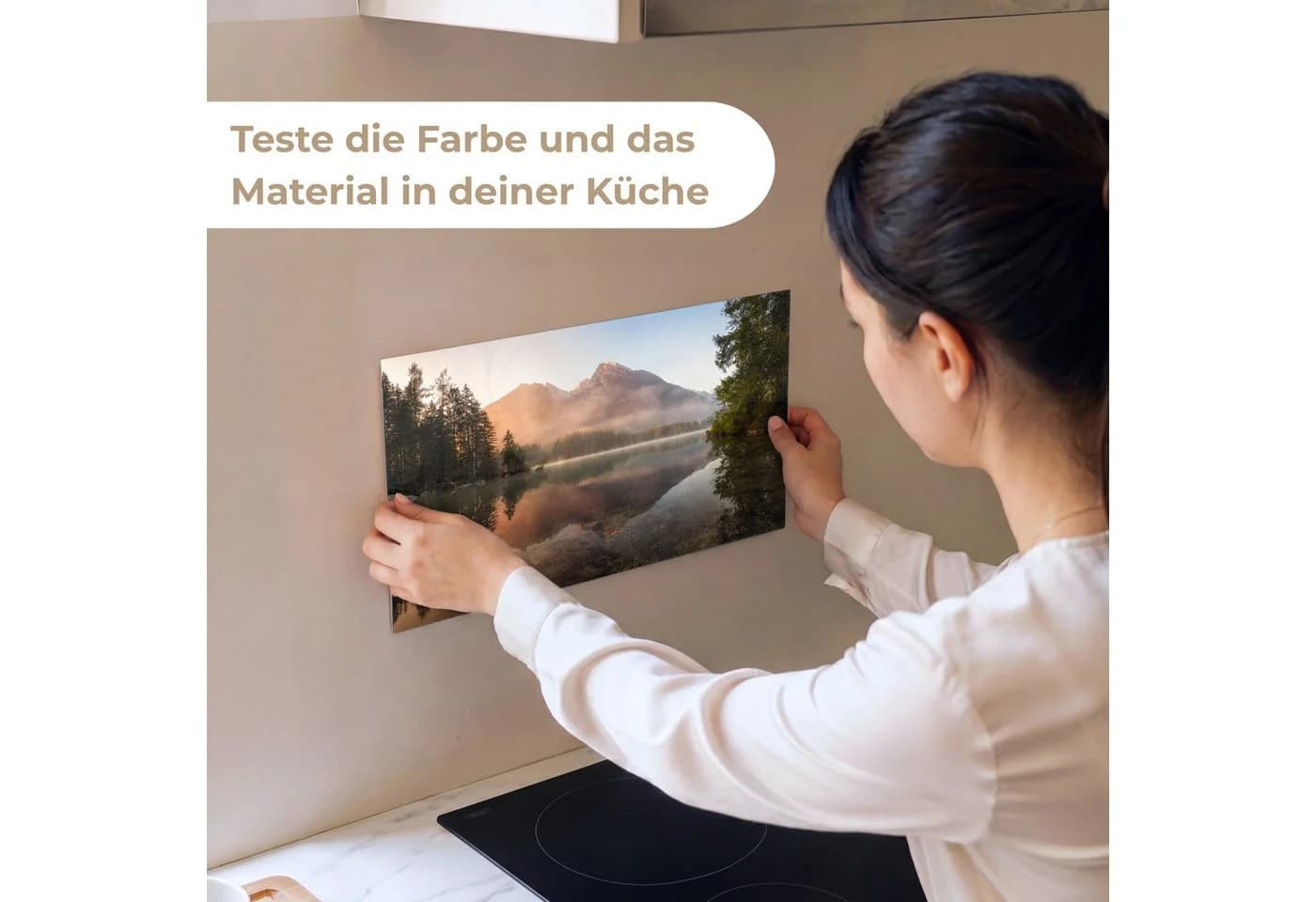 KitchenYeah Küchenrückwand Selbstklebend Glasoptik Landschaft Muster