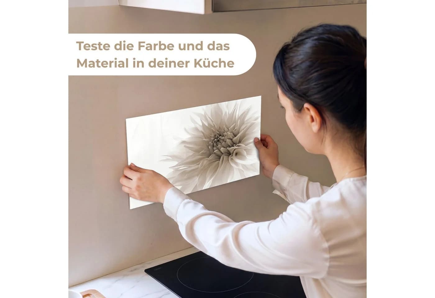 KitchenYeah Küchenrückwand Selbstklebend Blumen Weiß