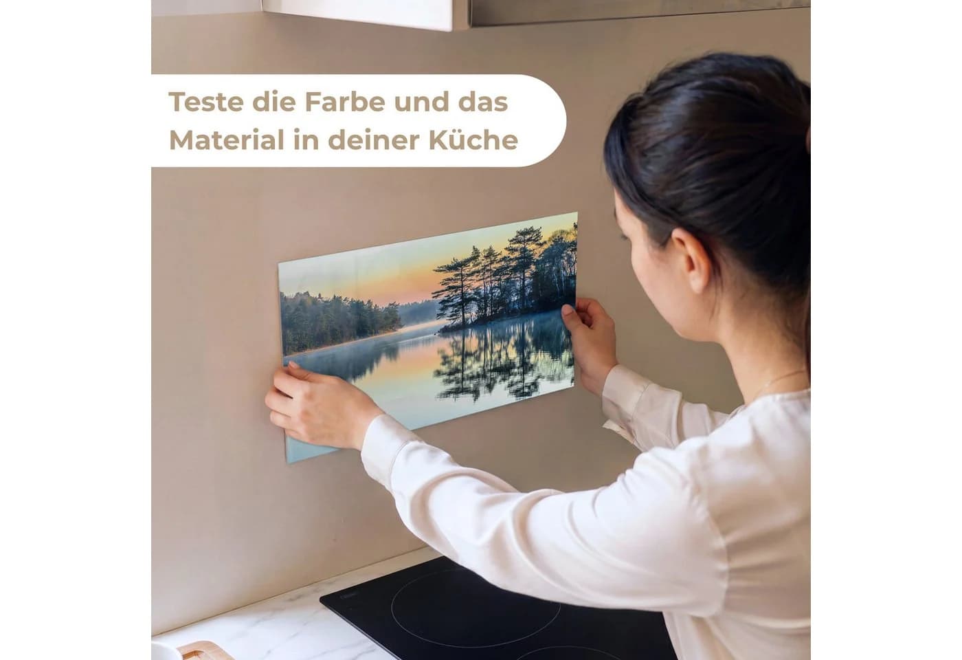 KitchenYeah Küchenrückwand Selbstklebend Glasoptik Natur-Motiv