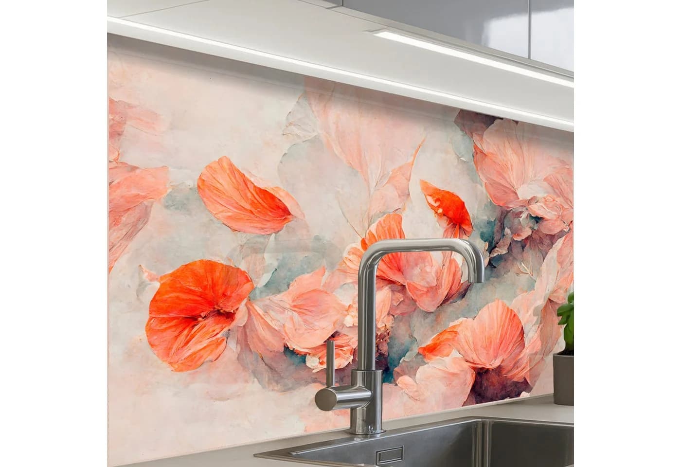 KitchenYeah Küchenrückwand Rosa Blumenmuster Selbstklebend - Bild 2