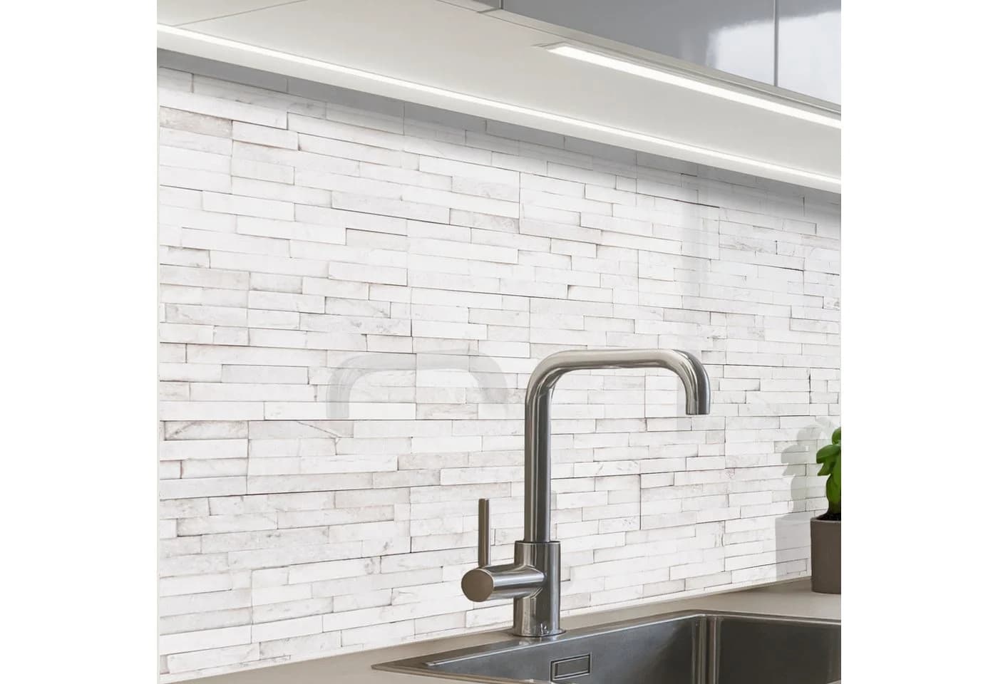 KitchenYeah Küchenrückwand Weiß Selbstklebend Ziegeloptik - Bild 2
