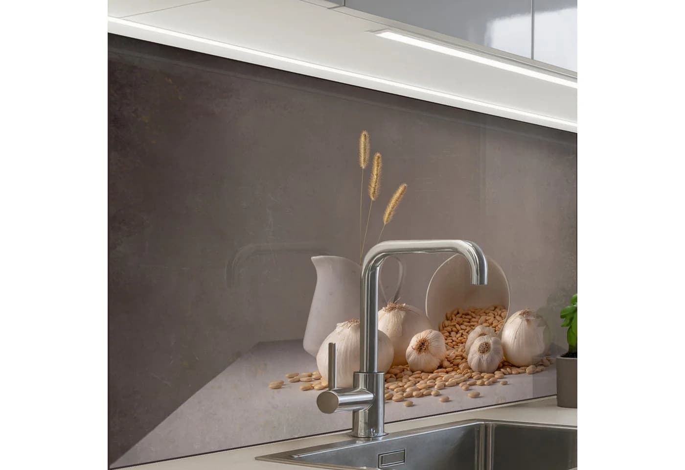 KitchenYeah Küchenrückwand Selbstklebend Weiß Beige Zwiebeln Muster - Bild 2