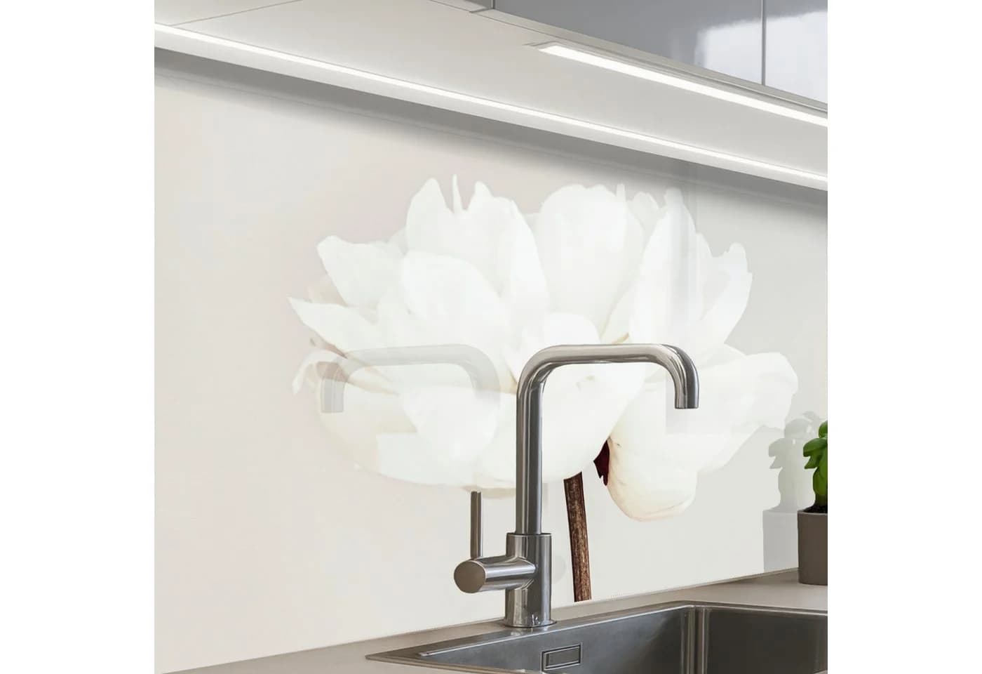 KitchenYeah Küchenrückwand Selbstklebend Weiß Blumenmuster - Bild 2
