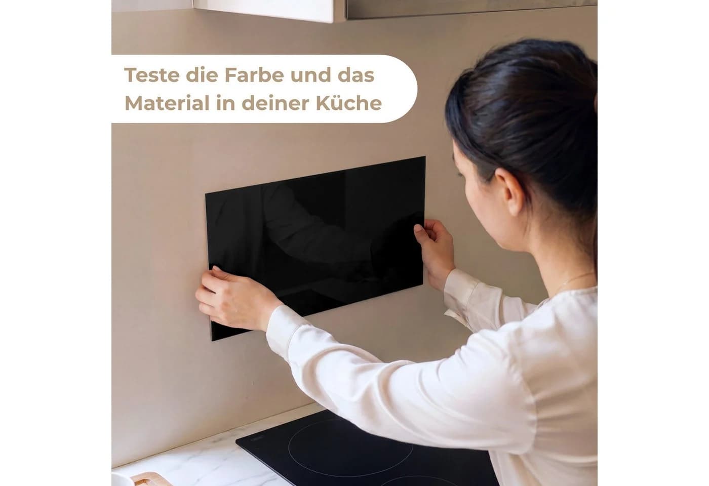 KitchenYeah Küchenrückwand Schwarz Selbstklebend Glasoptik