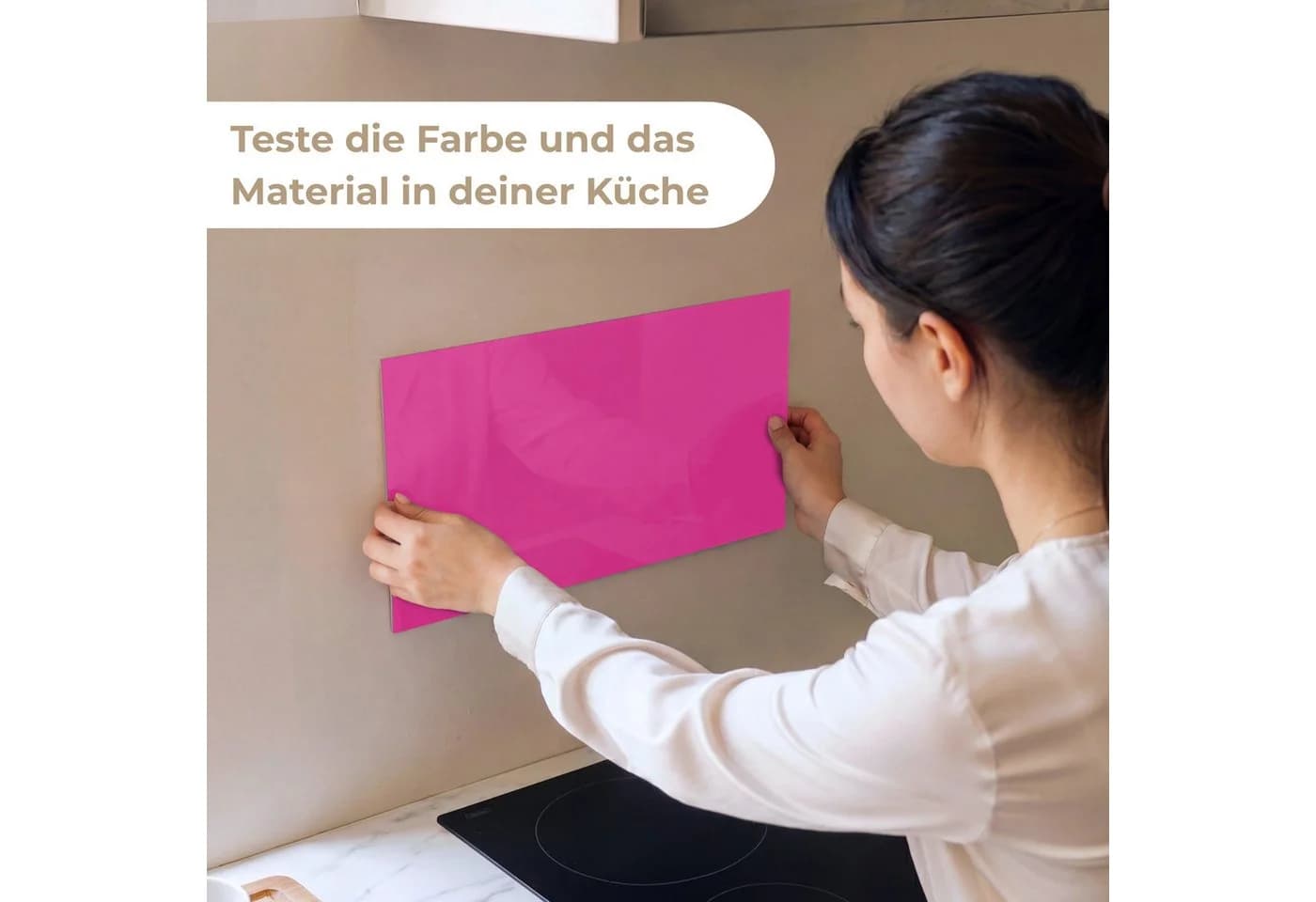KitchenYeah Küchenrückwand Selbstklebend Fuchsia Neon Glasoptik