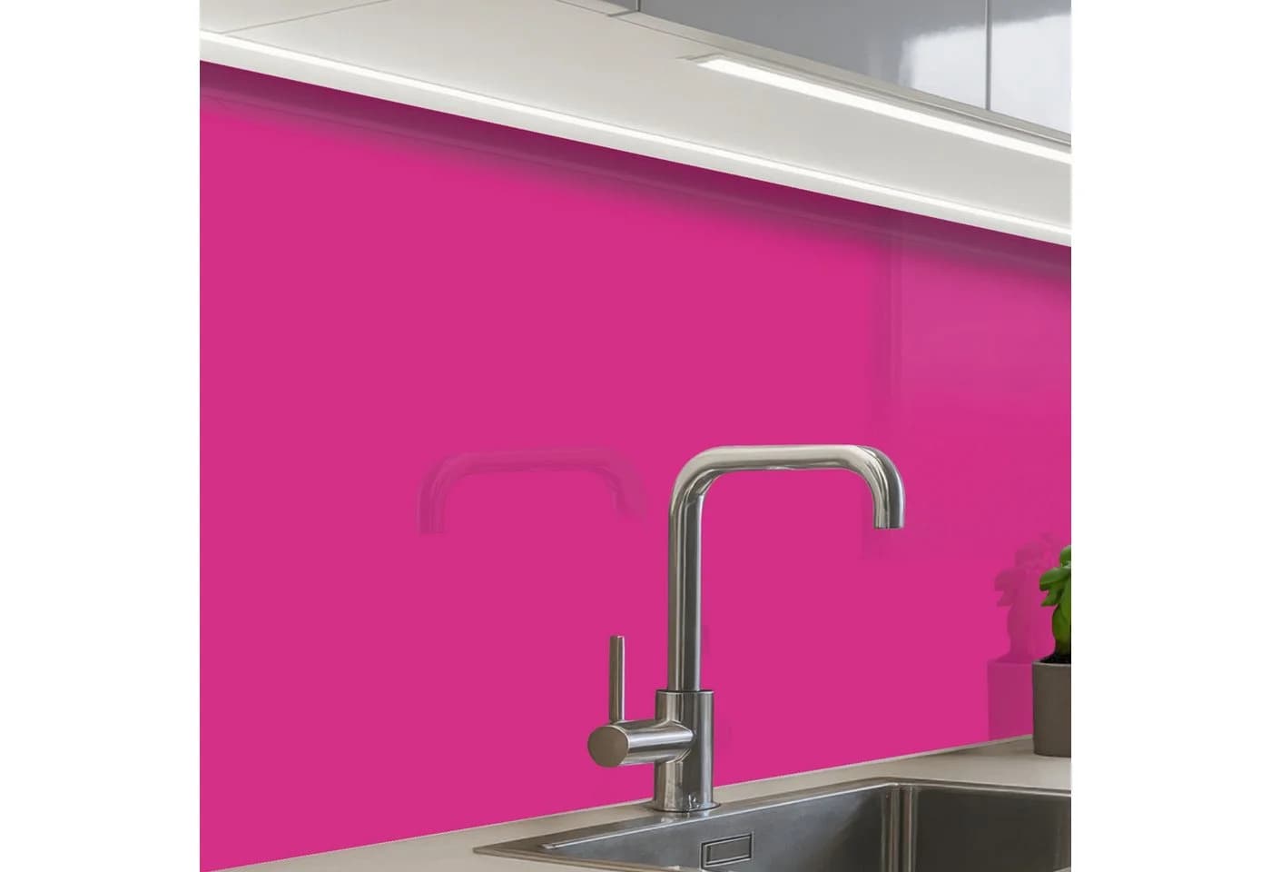 KitchenYeah Küchenrückwand Selbstklebend Fuchsia Neon Glasoptik - Bild 2