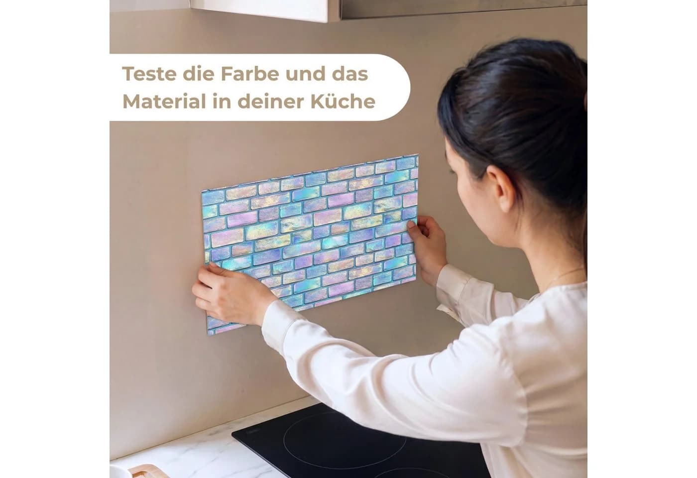 KitchenYeah Küchenrückwand selbstklebend Regenbogen Glanz Stein