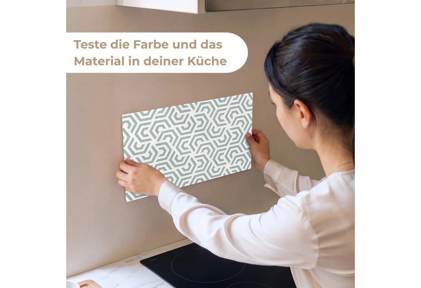 KitchenYeah Küchenrückwand Grün Selbstklebend Geometrisches Muster