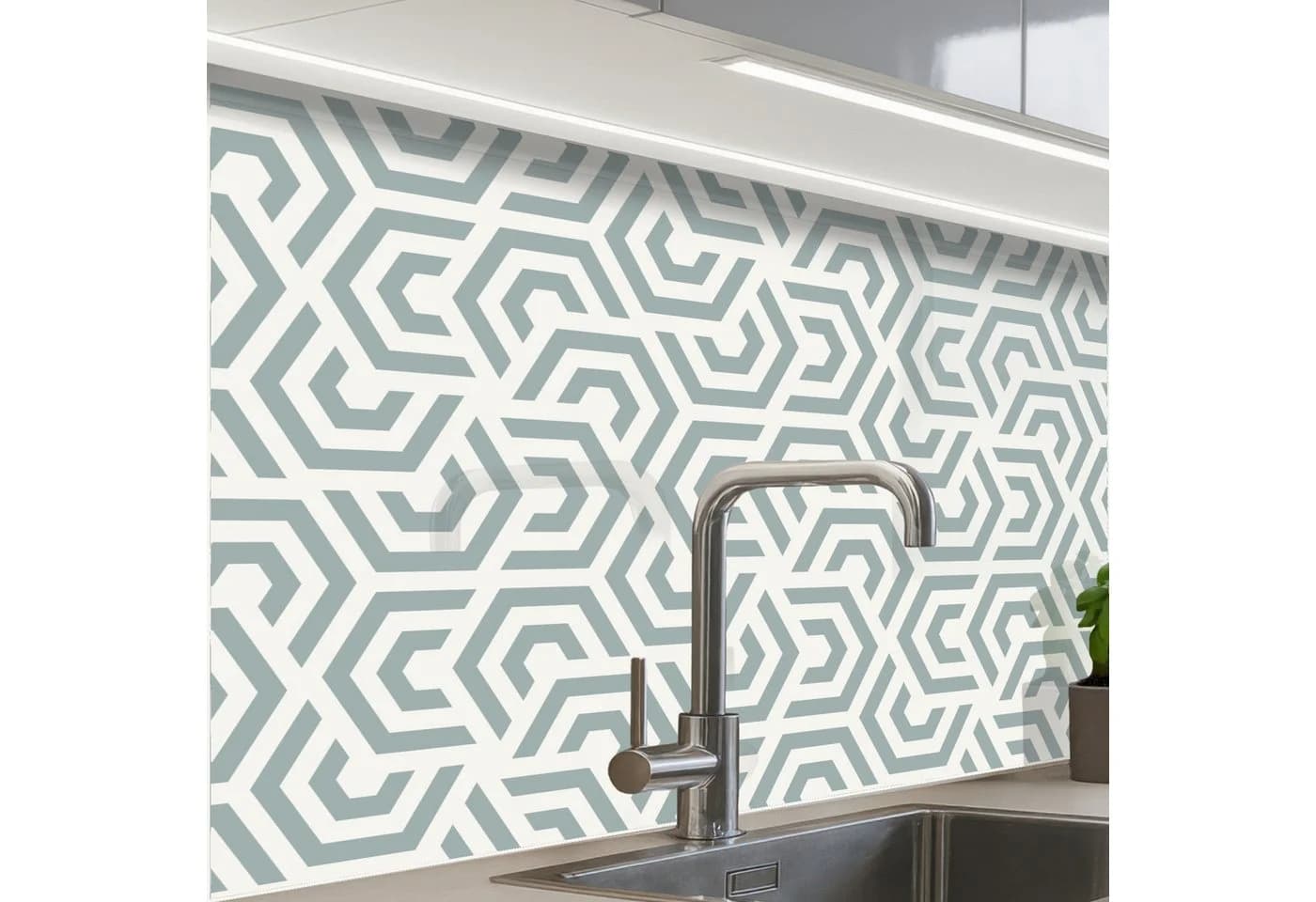 KitchenYeah Küchenrückwand Grün Selbstklebend Geometrisches Muster - Bild 2