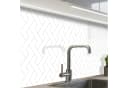 KitchenYeah Küchenrückwand Selbstklebend Weiß/Grau Modernes Muster Bild 2