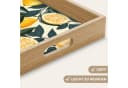 OnlyWow Tablett Rechteckig mit Henkel Eichenholz Zitronenmuster Bild 3