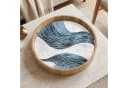 OnlyWow Tablett Rund mit Henkel Blau Weiß Eichenholz Bild 5