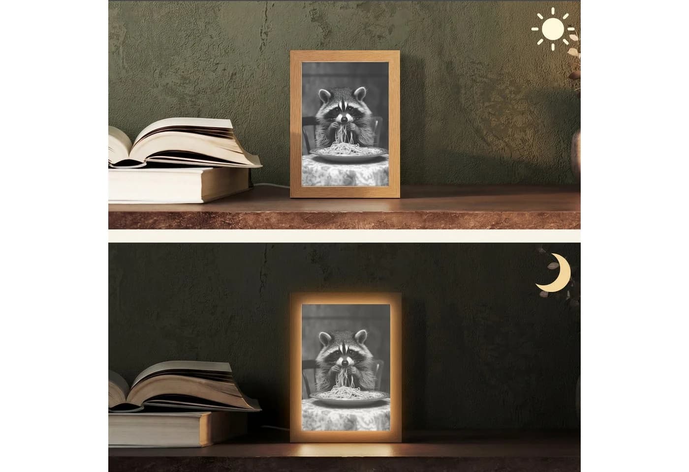 OnlyWow Tischleuchte Lightbox Waschbär Dimmbar LED