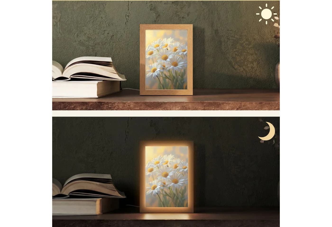 OnlyWow Tischleuchte Lightbox Gänseblümchen Weiß Dimmbar LED
