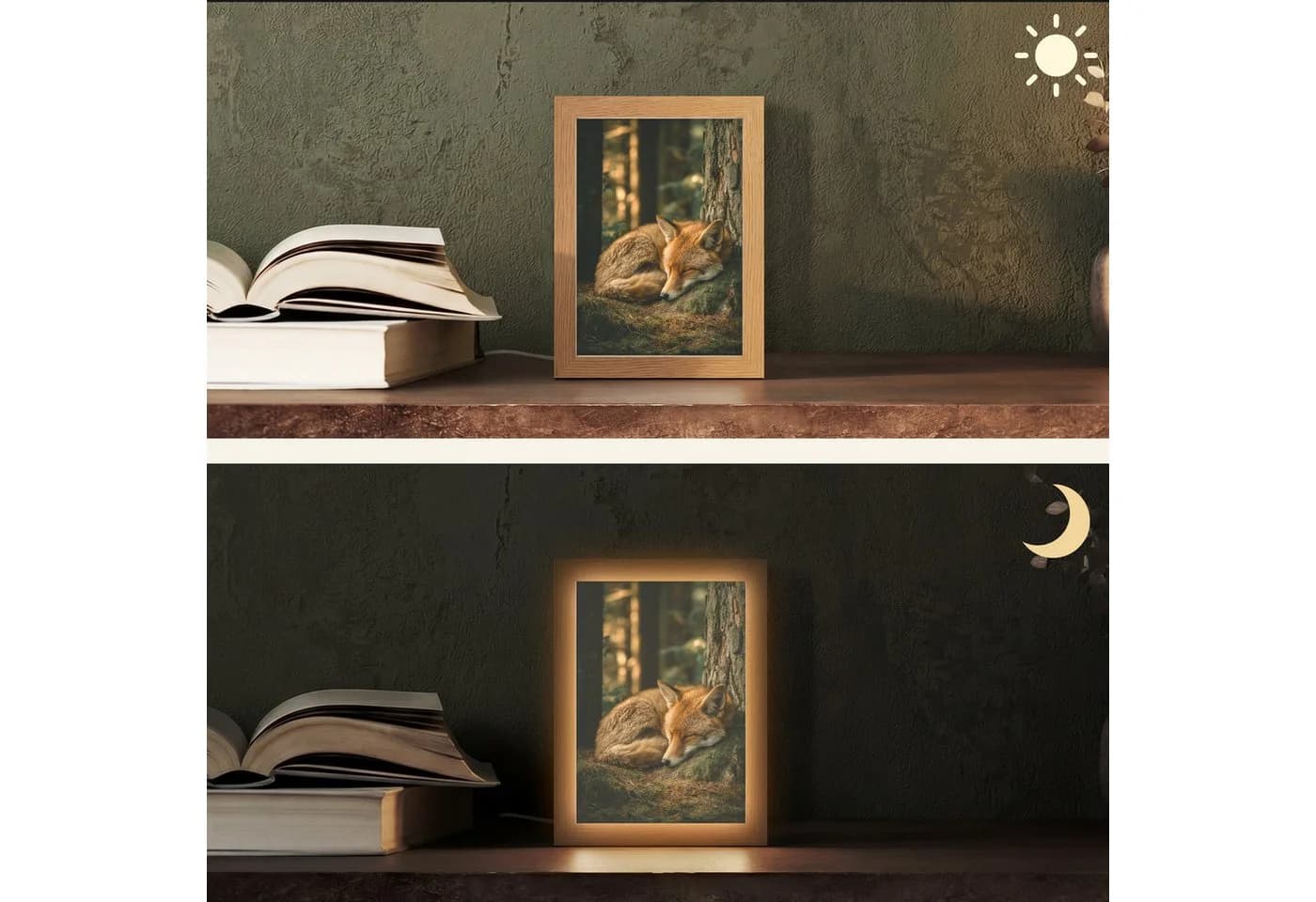 OnlyWow Tischleuchte Lightbox Fuchs Dimmbar LED Farbwechsel