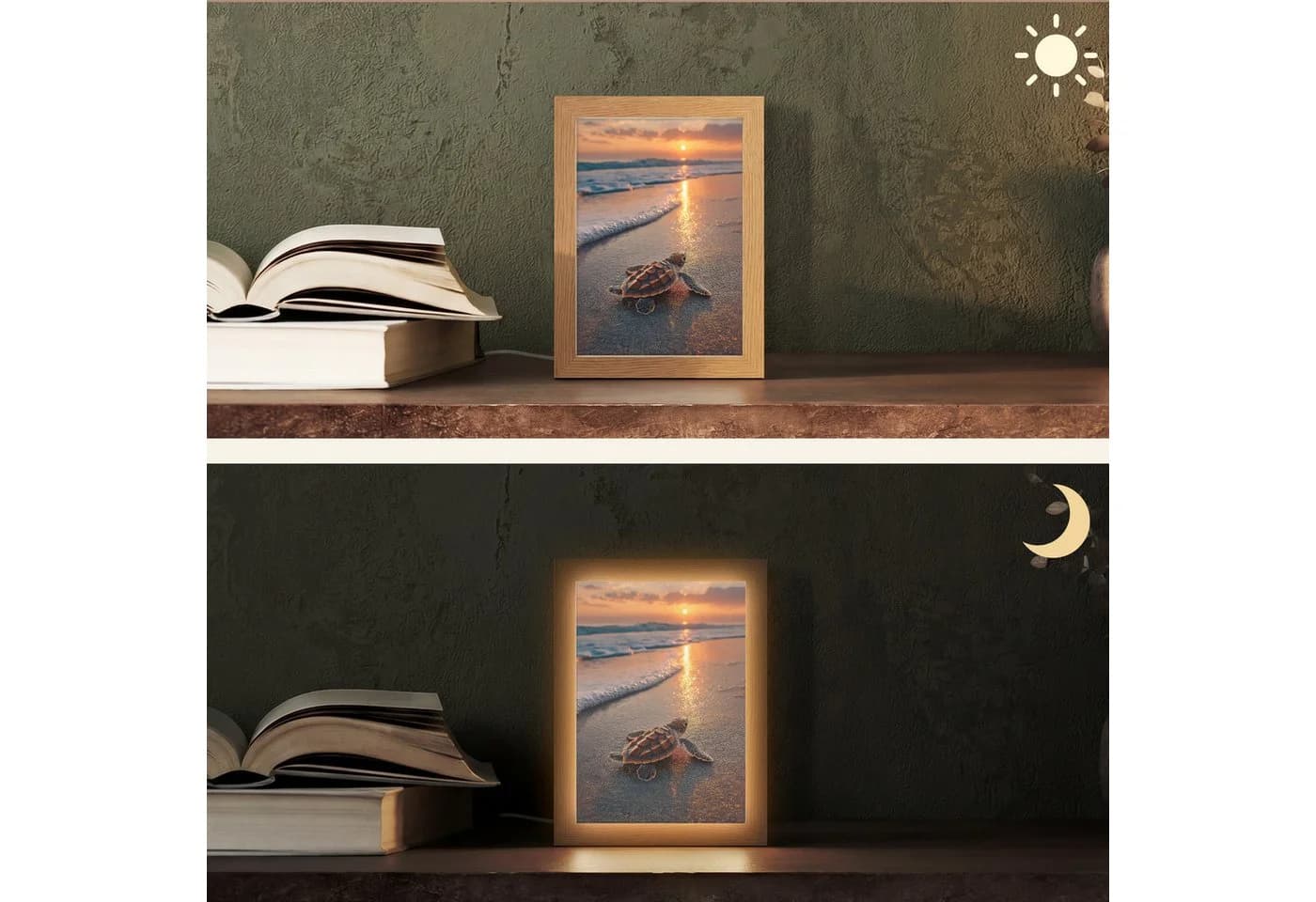 OnlyWow Tischleuchte Lightbox Schildkröte Dimmbar LED