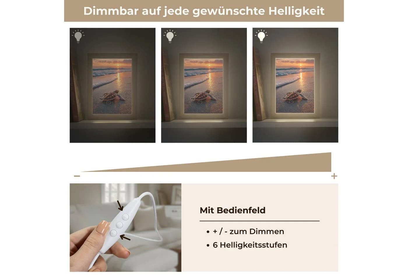 OnlyWow Tischleuchte Lightbox Schildkröte Dimmbar LED - Bild 5