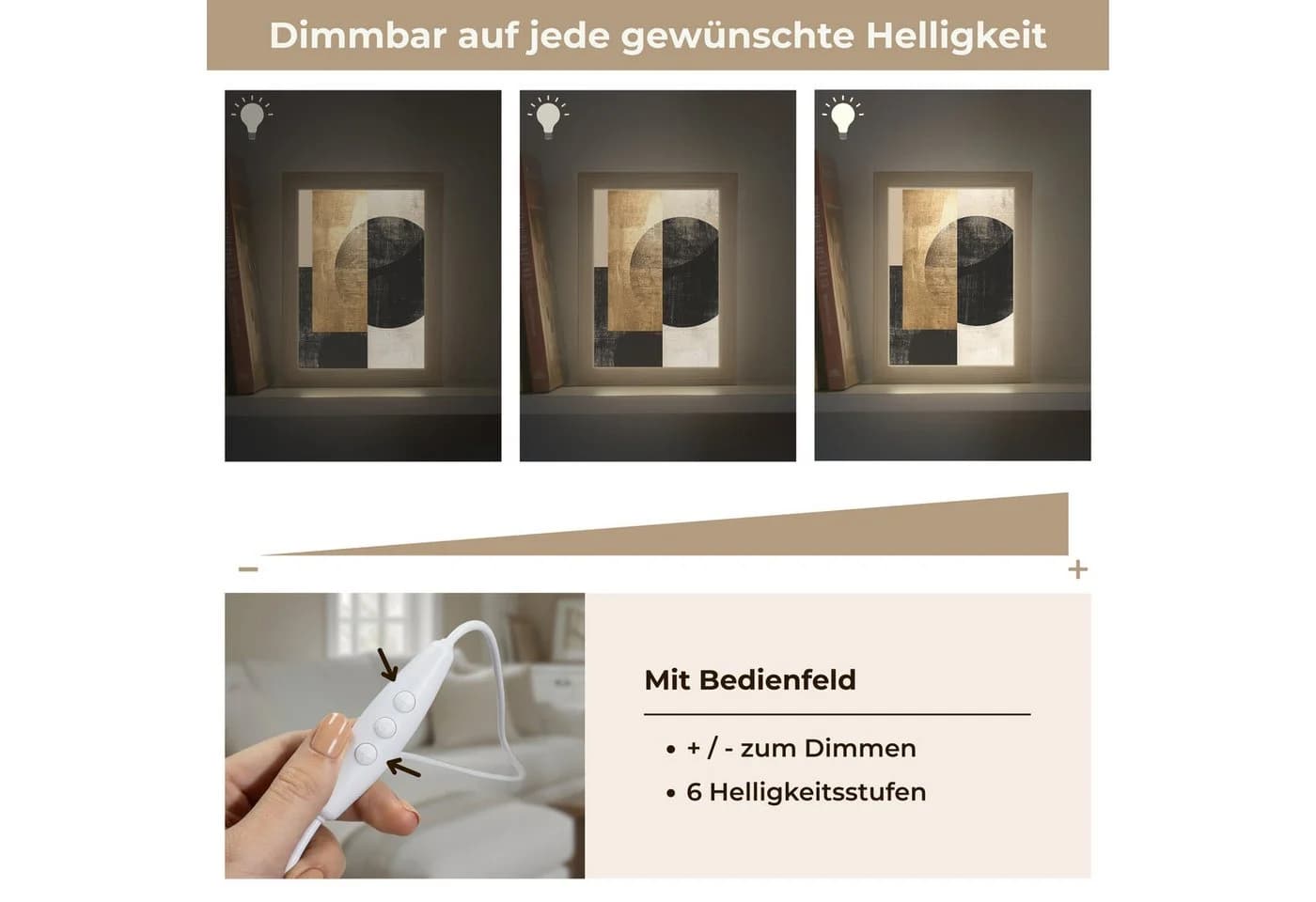 OnlyWow Tischleuchte Abstrakt Dimmbar LED Farbwechsel Holz - Bild 5