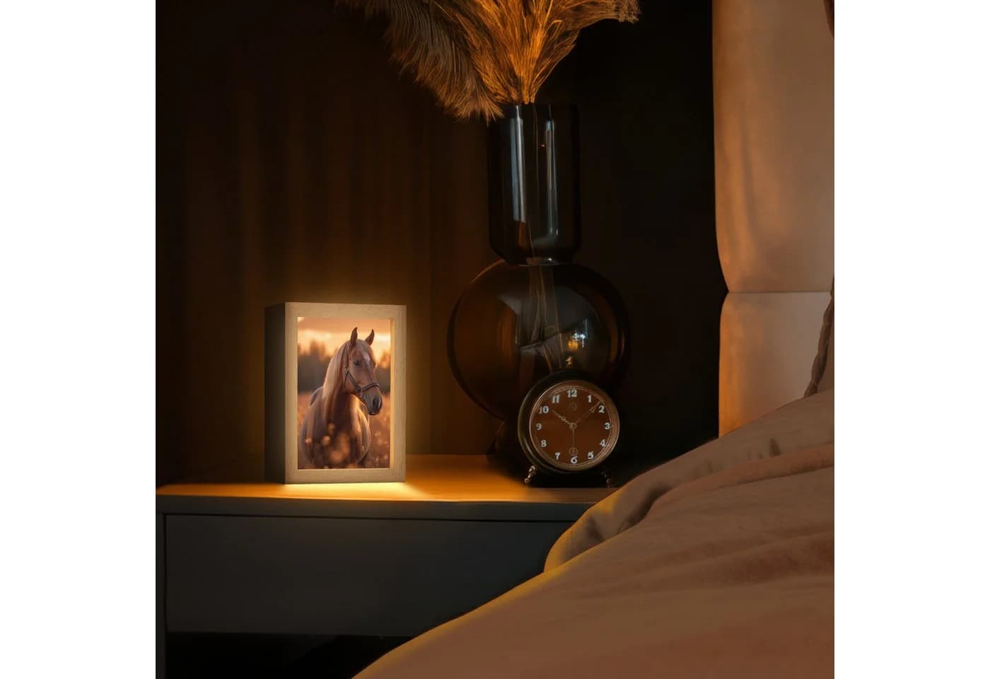 OnlyWow Tischleuchte Pferd Holzrahmen Dimmbar LED - Bild 3