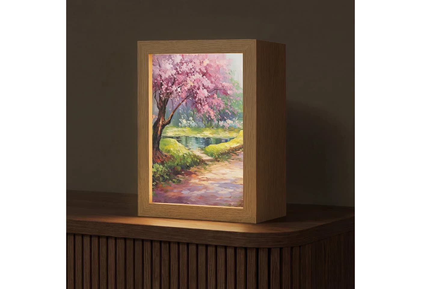 OnlyWow Tischleuchte Lightbox Aquarell Dimmbar LED Farbwechsel Holzrahmen - Bild 2