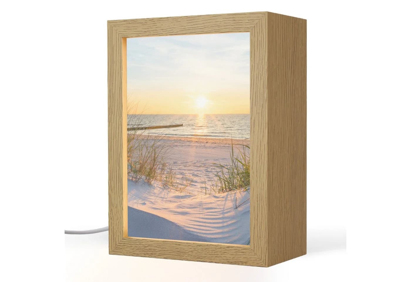 OnlyWow Tischleuchte Strand Dimmbar LED Farbwechsel Holzrahmen - Bild 2