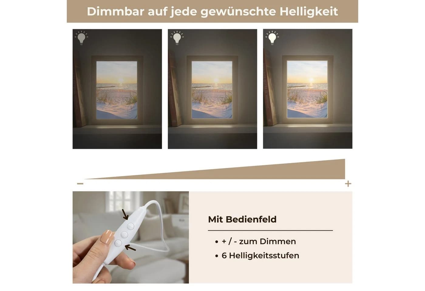 OnlyWow Tischleuchte Strand Dimmbar LED Farbwechsel Holzrahmen - Bild 5
