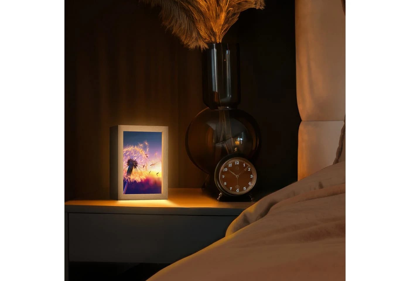 OnlyWow Tischleuchte Lightbox LED Dimmbar Farbwechsel Holzrahmen - Bild 3