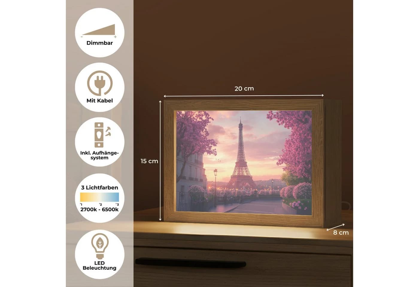 OnlyWow Tischleuchte Eiffelturm Rosa Dimmbar LED - Bild 4