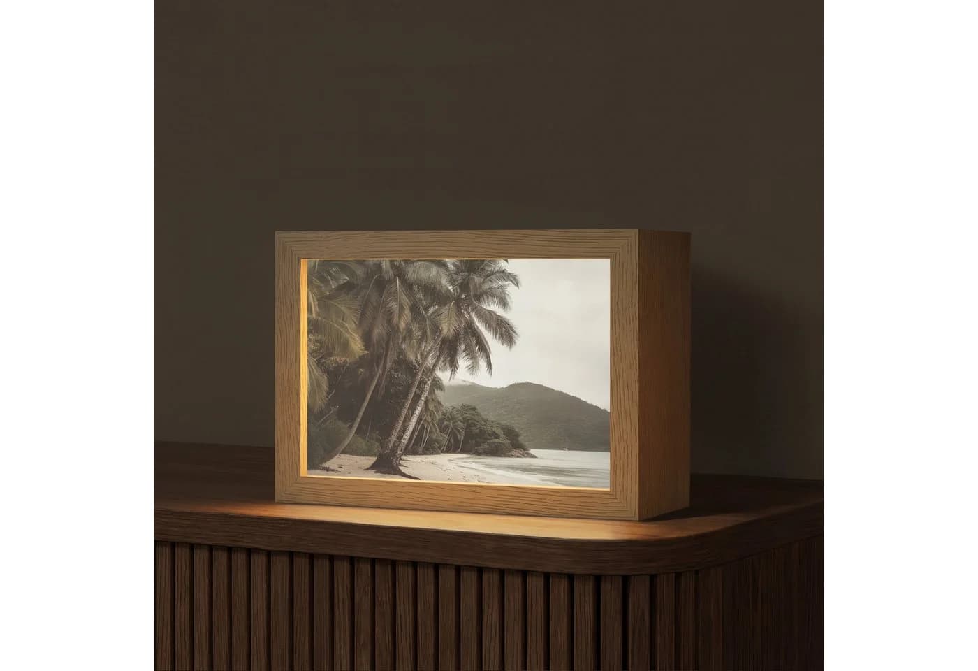 OnlyWow Tischleuchte Lightbox Insel Dimmbar LED Holzrahmen - Bild 2