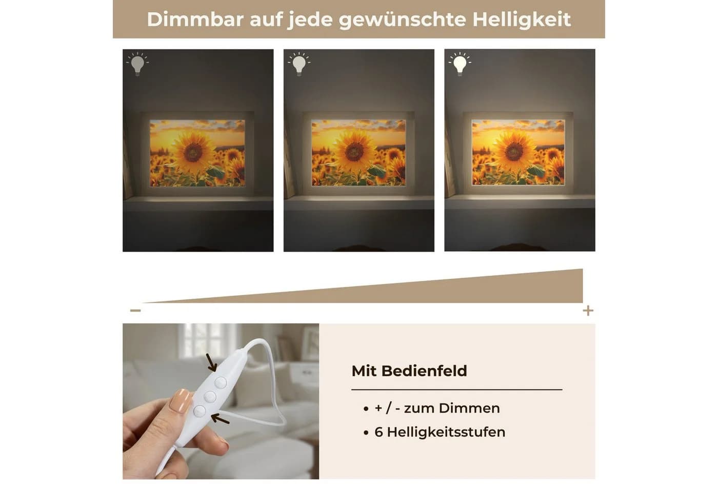 OnlyWow Tischleuchte Sonnenblume Gelb Dimmbar LED - Bild 5