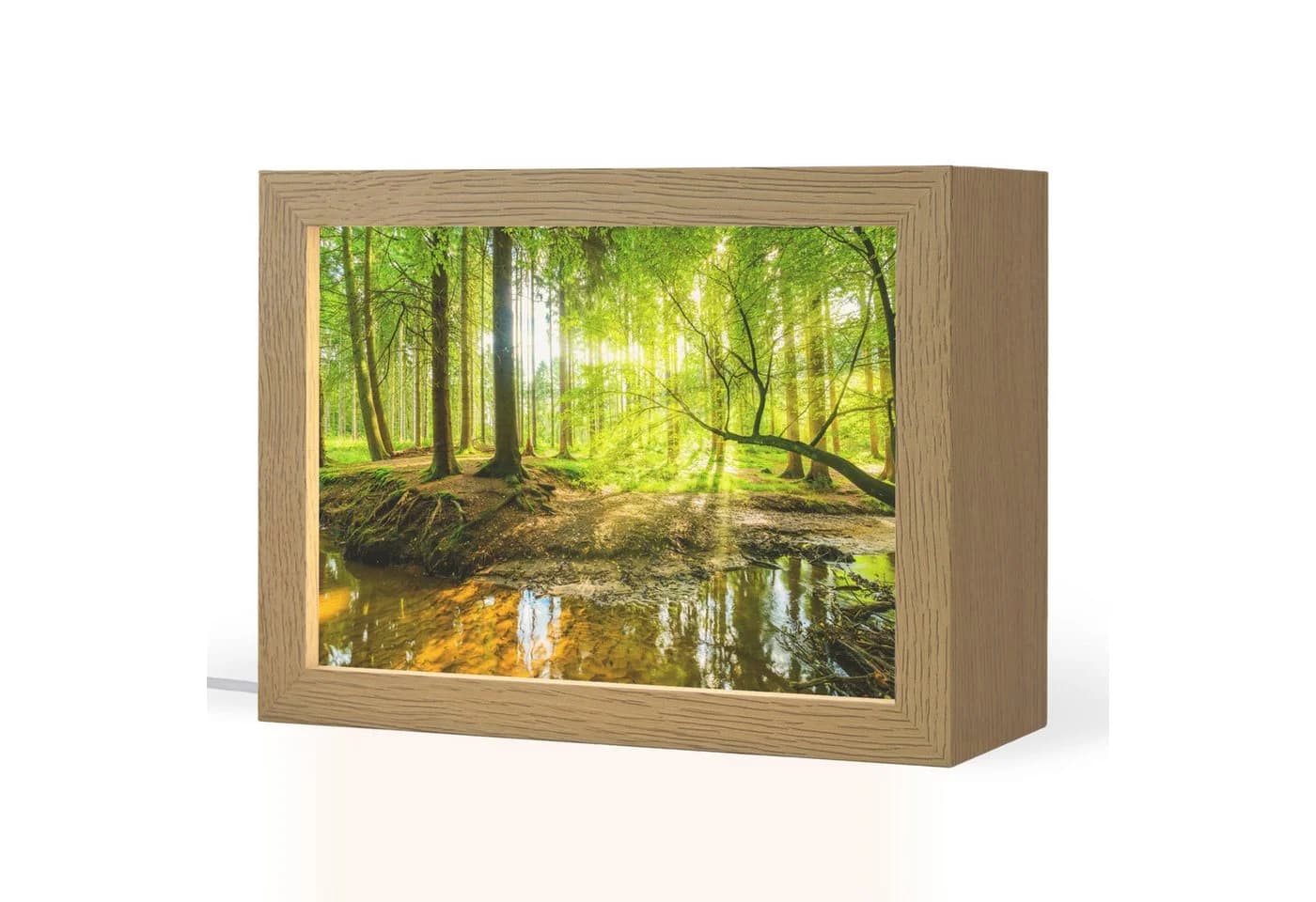 OnlyWow Tischleuchte Wald Landschaft LED Dimmbar Holzrahmen - Bild 2