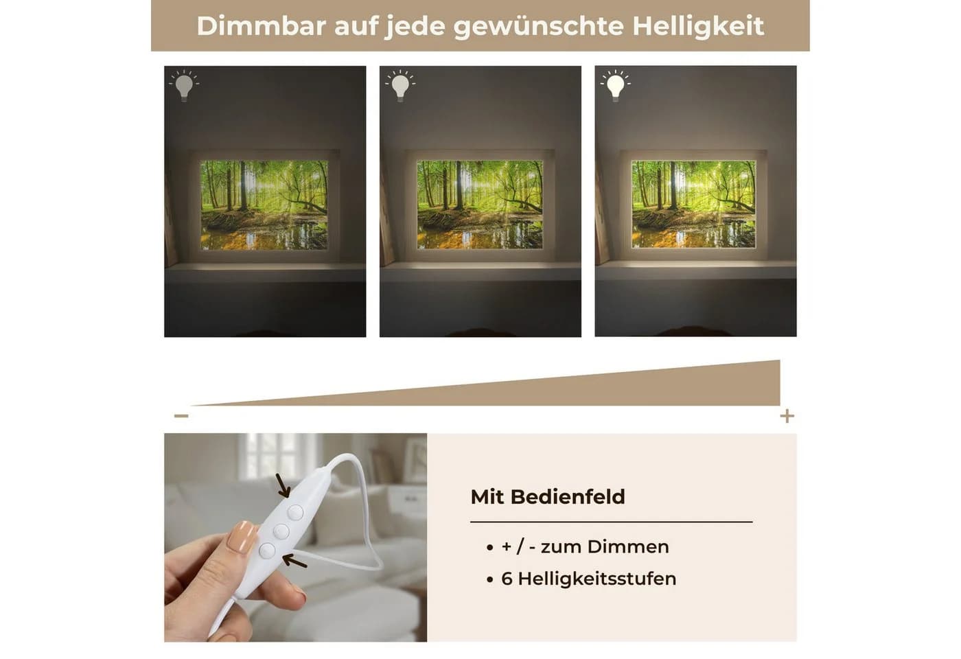 OnlyWow Tischleuchte Wald Landschaft LED Dimmbar Holzrahmen - Bild 5
