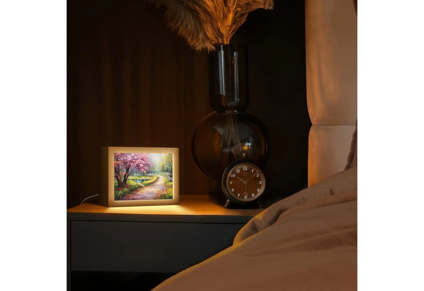OnlyWow Tischleuchte Lightbox Aquarell Dimmbar LED Holzrahmen - Bild 3