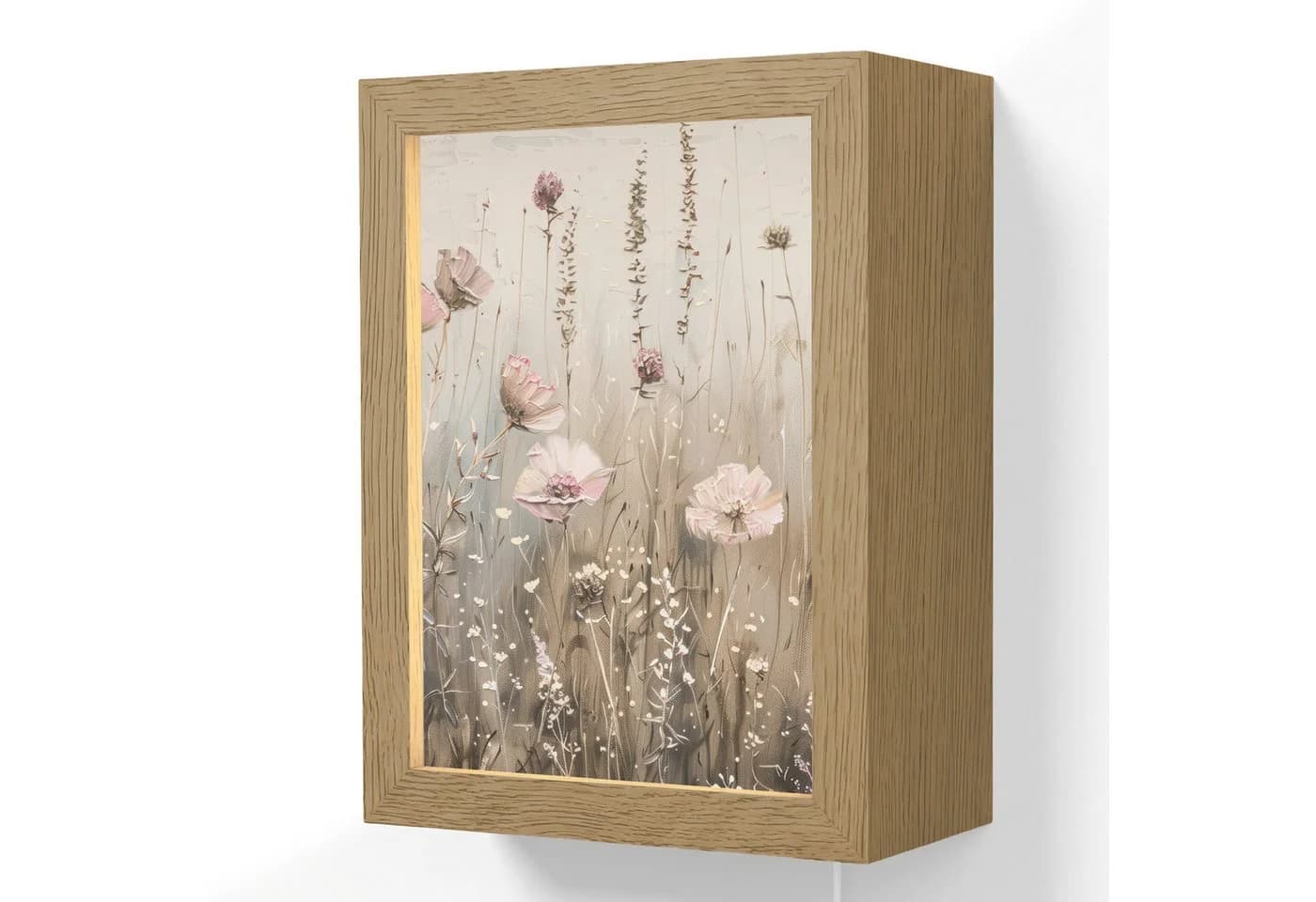 OnlyWow Wandleuchte Lightbox Blumen Rosa Beige Dimmbar LED - Bild 2