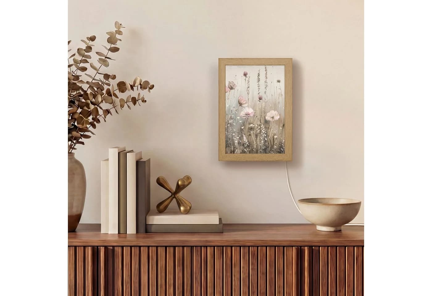 OnlyWow Wandleuchte Lightbox Blumen Rosa Beige Dimmbar LED - Bild 4