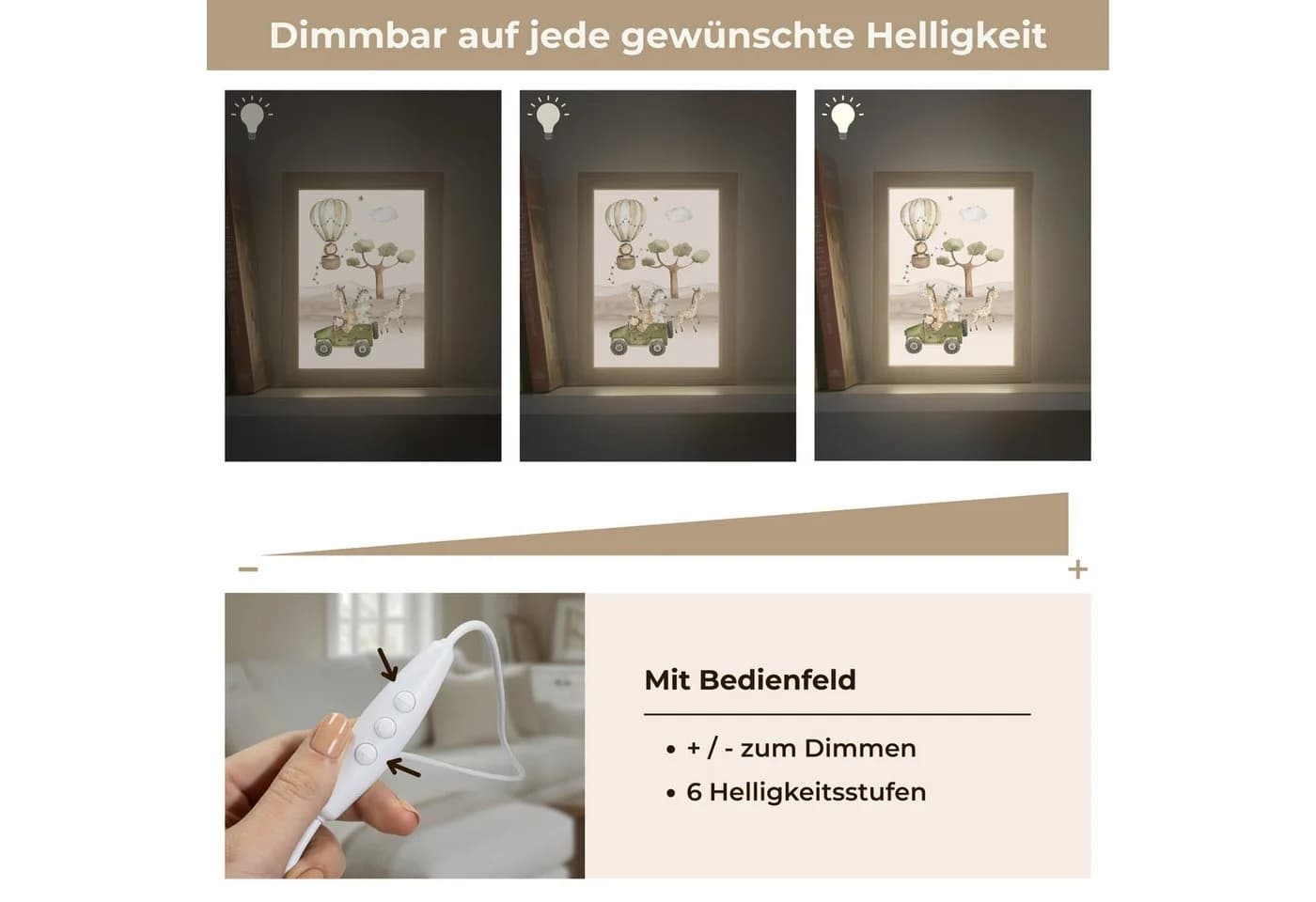 OnlyWow Wandleuchte Safari Lichtbox Dimmbar LED Kinderzimmer - Bild 3