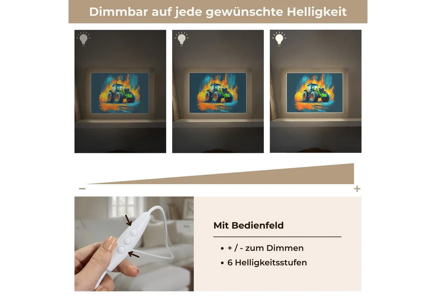 OnlyWow Wandleuchte Lightbox Traktor Grün Dimmbar LED - Bild 3