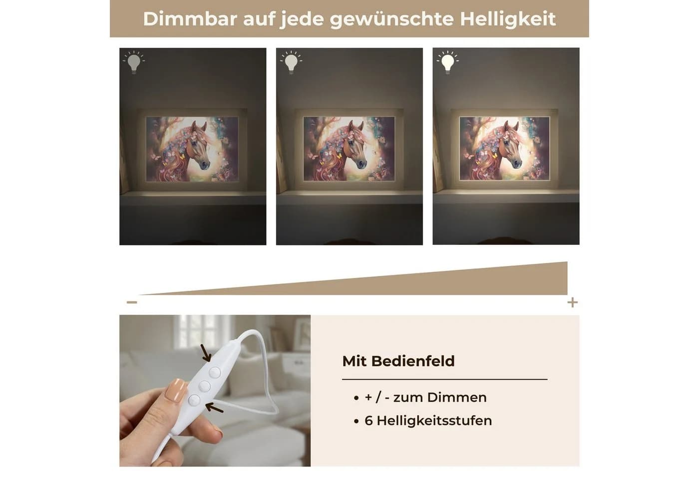 OnlyWow Wandleuchte Lightbox Pferd Dimmbar LED Kinderzimmer - Bild 3