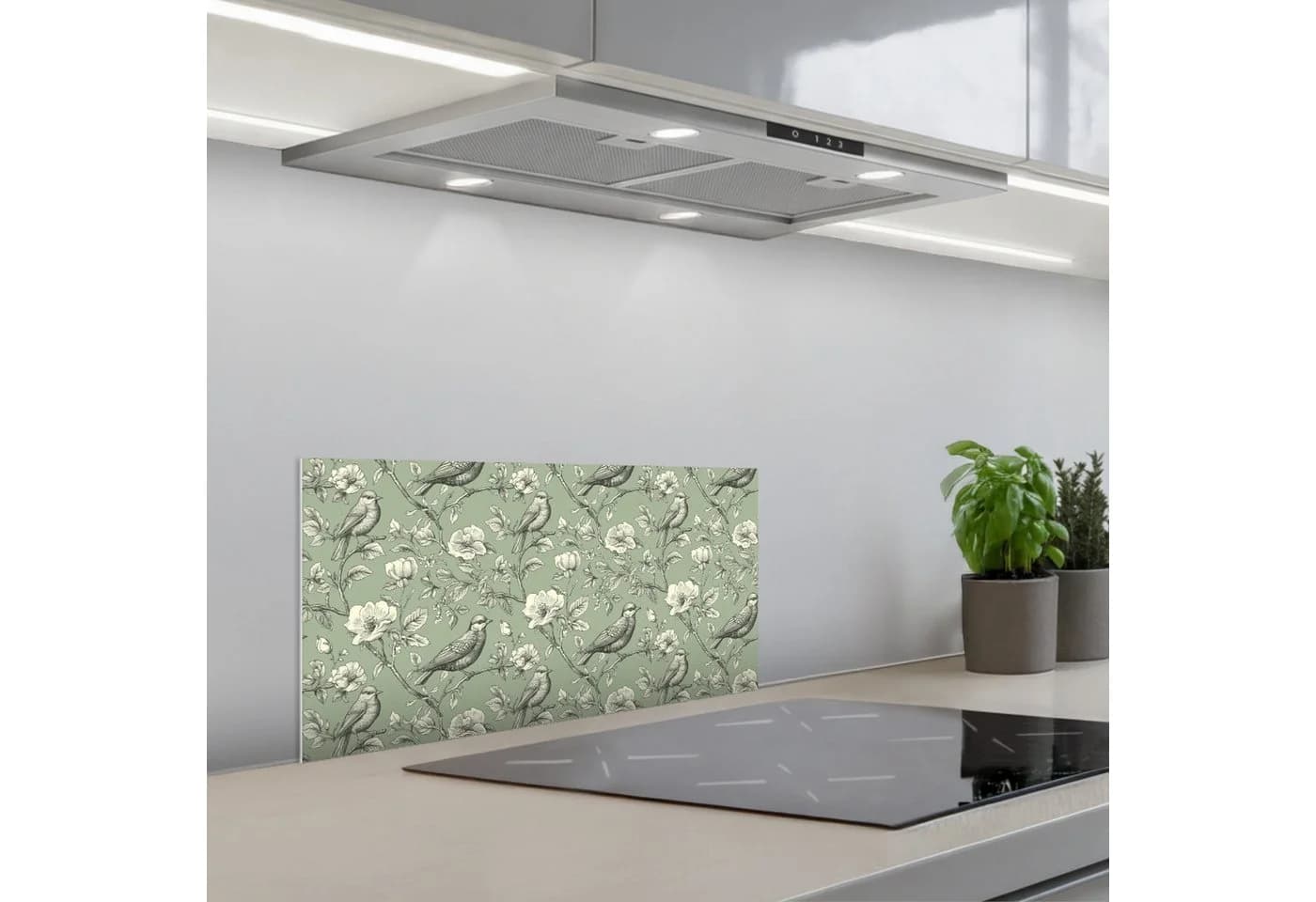 KitchenYeah Küchenrückwand Selbstklebend Grün Weiß Botanisch