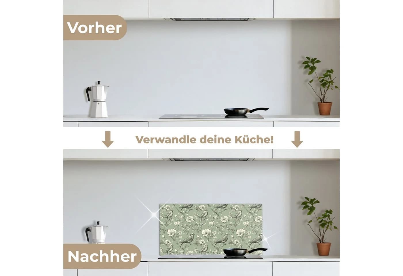 KitchenYeah Küchenrückwand Selbstklebend Grün Weiß Botanisch - Bild 4